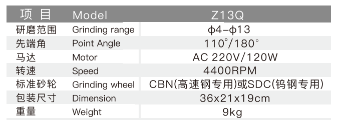 TX-Z13Q DRILL BIT RE-SHARPENER