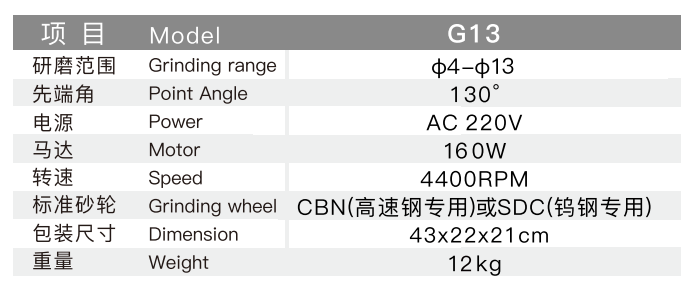 TX-G13 DRILL BIT RE-SHARPENER